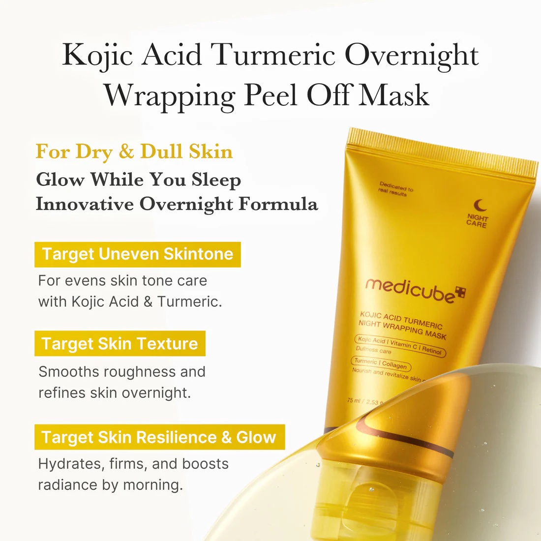 MEDICUBE KOJIC ACID TURMERIC NIGHT WRAPPING MASK (75ML)