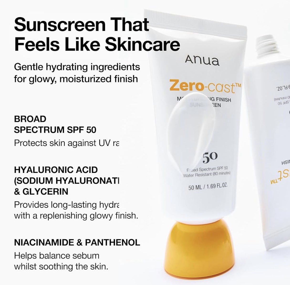 ANUA - ZERO CAST MOISTURIZING FINISH SUNSCREEN