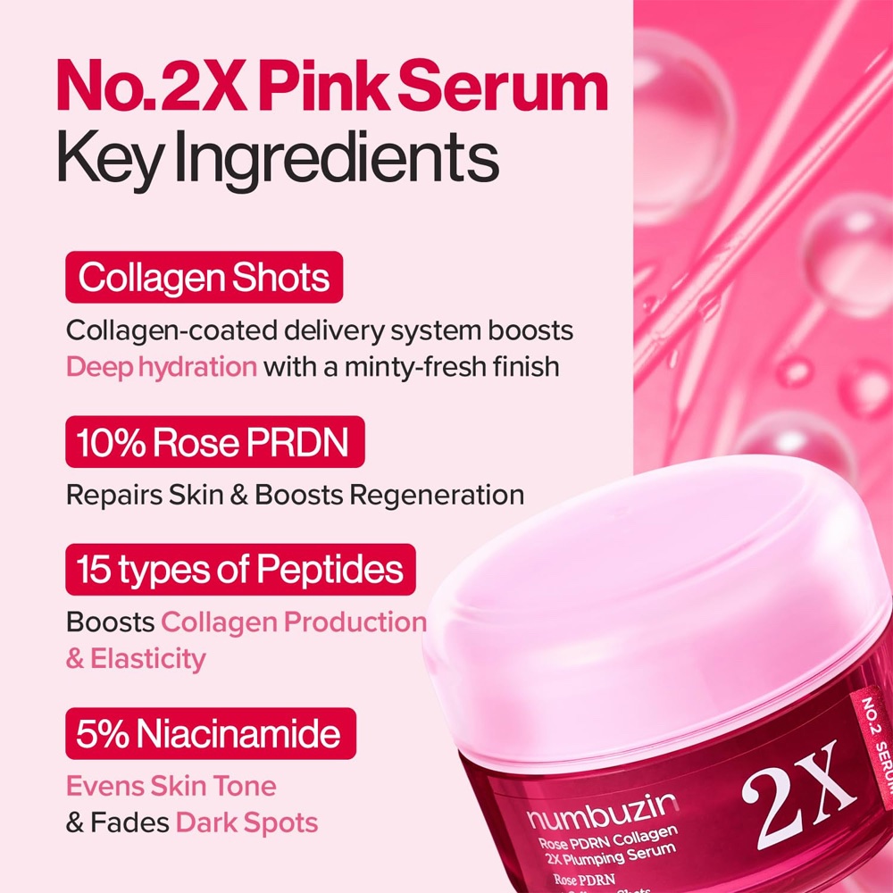 Numbuzin No.2 Rose PDRN Collagen 2X Plumping Serum Jar